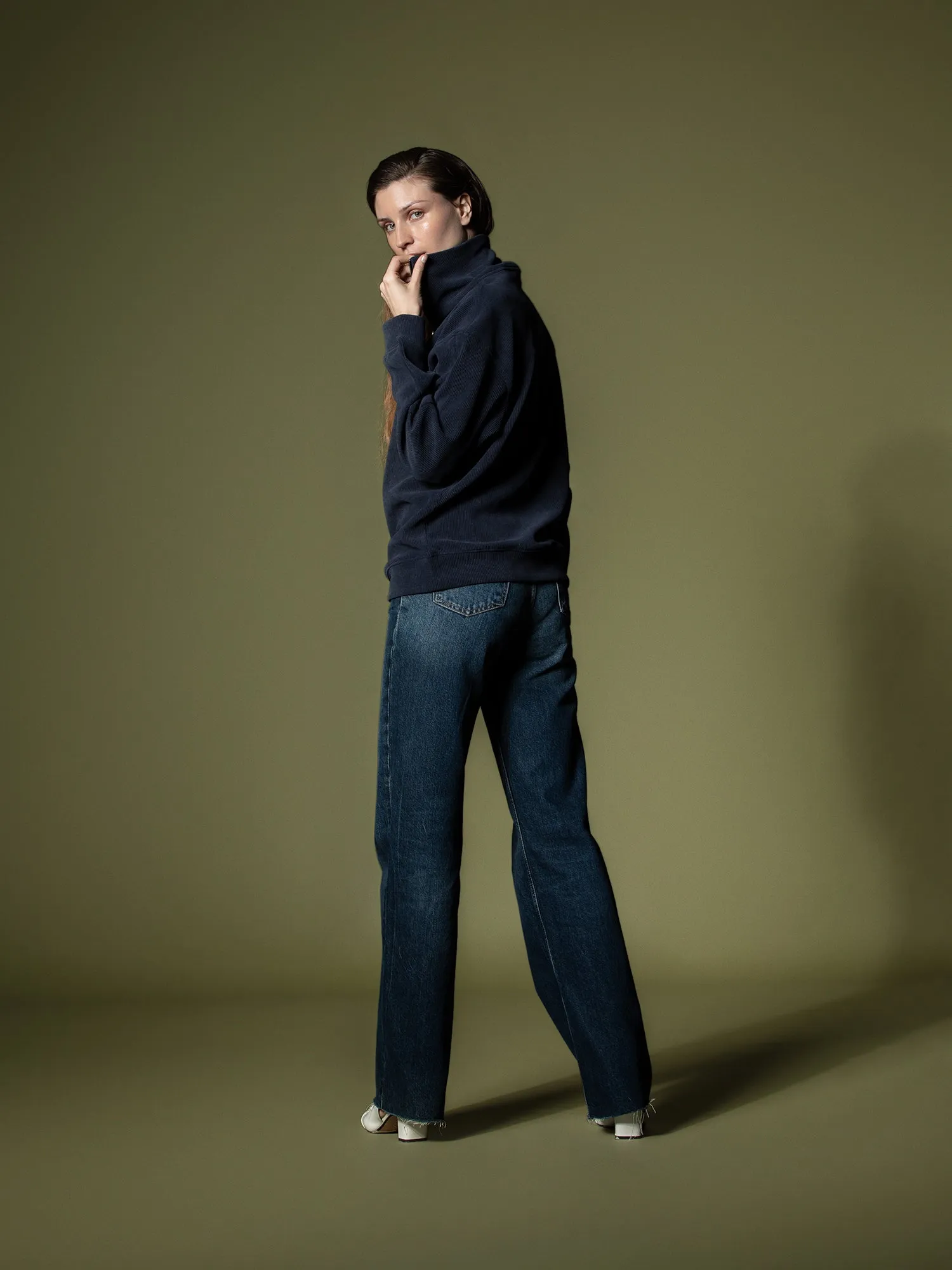 Ribbed quarter-zip sweatshirt