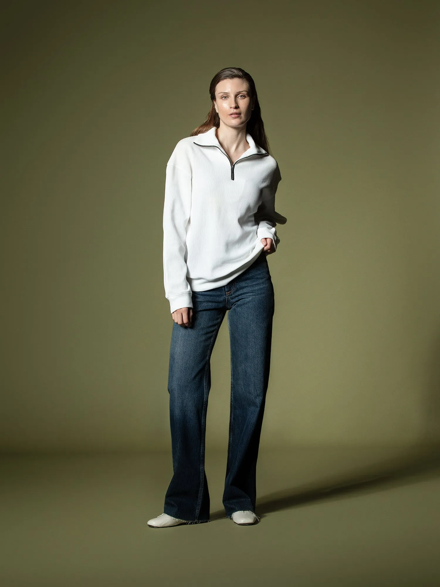 Ribbed quarter-zip sweatshirt