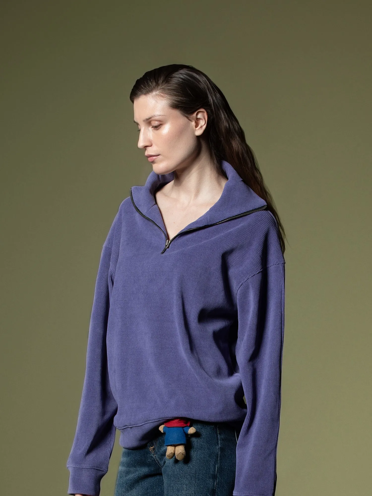 Ribbed quarter-zip sweatshirt