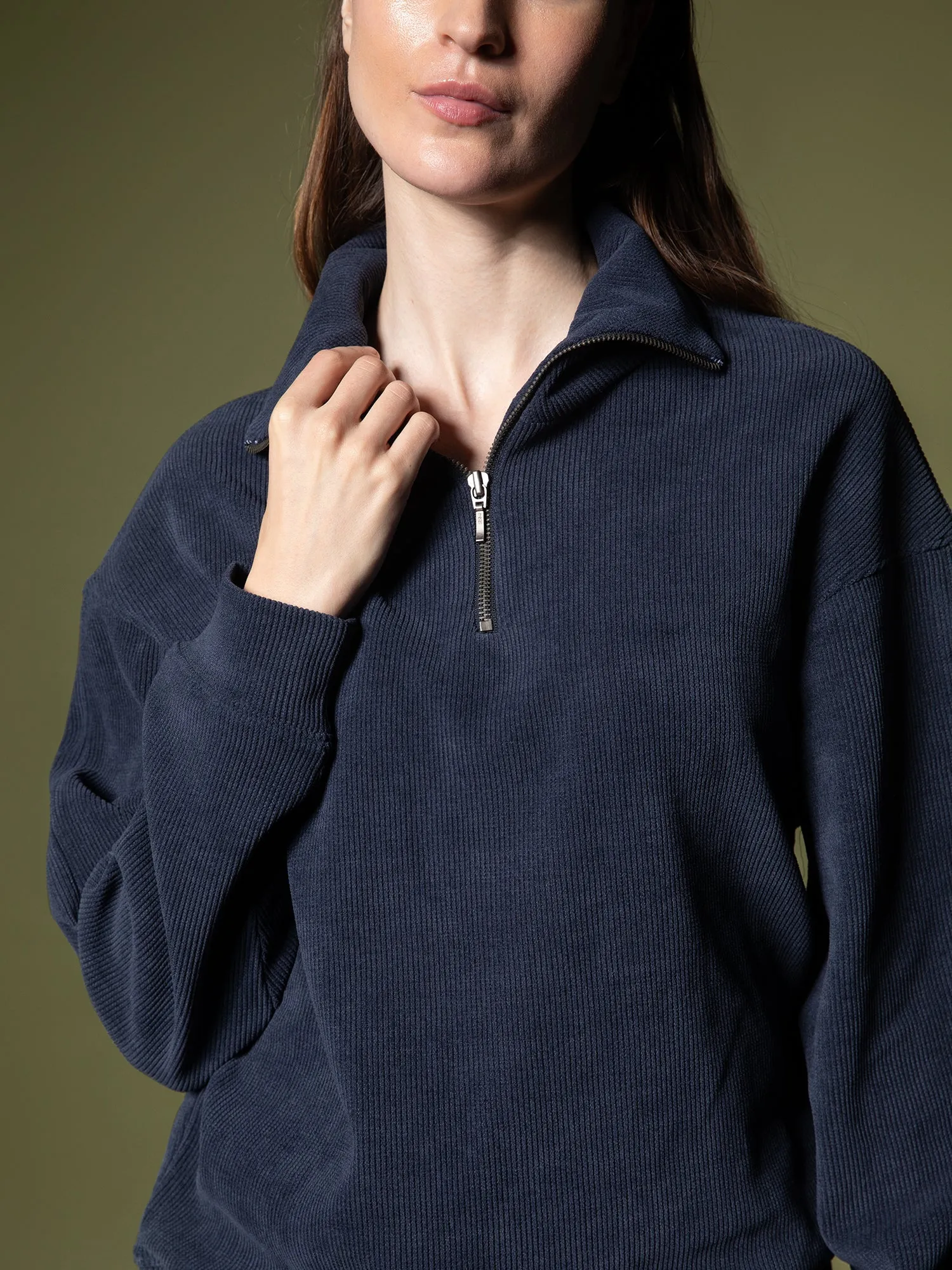 Ribbed quarter-zip sweatshirt
