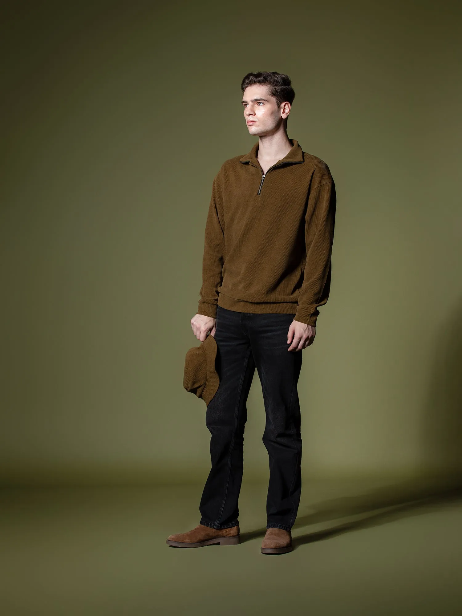 Ribbed quarter-zip sweatshirt