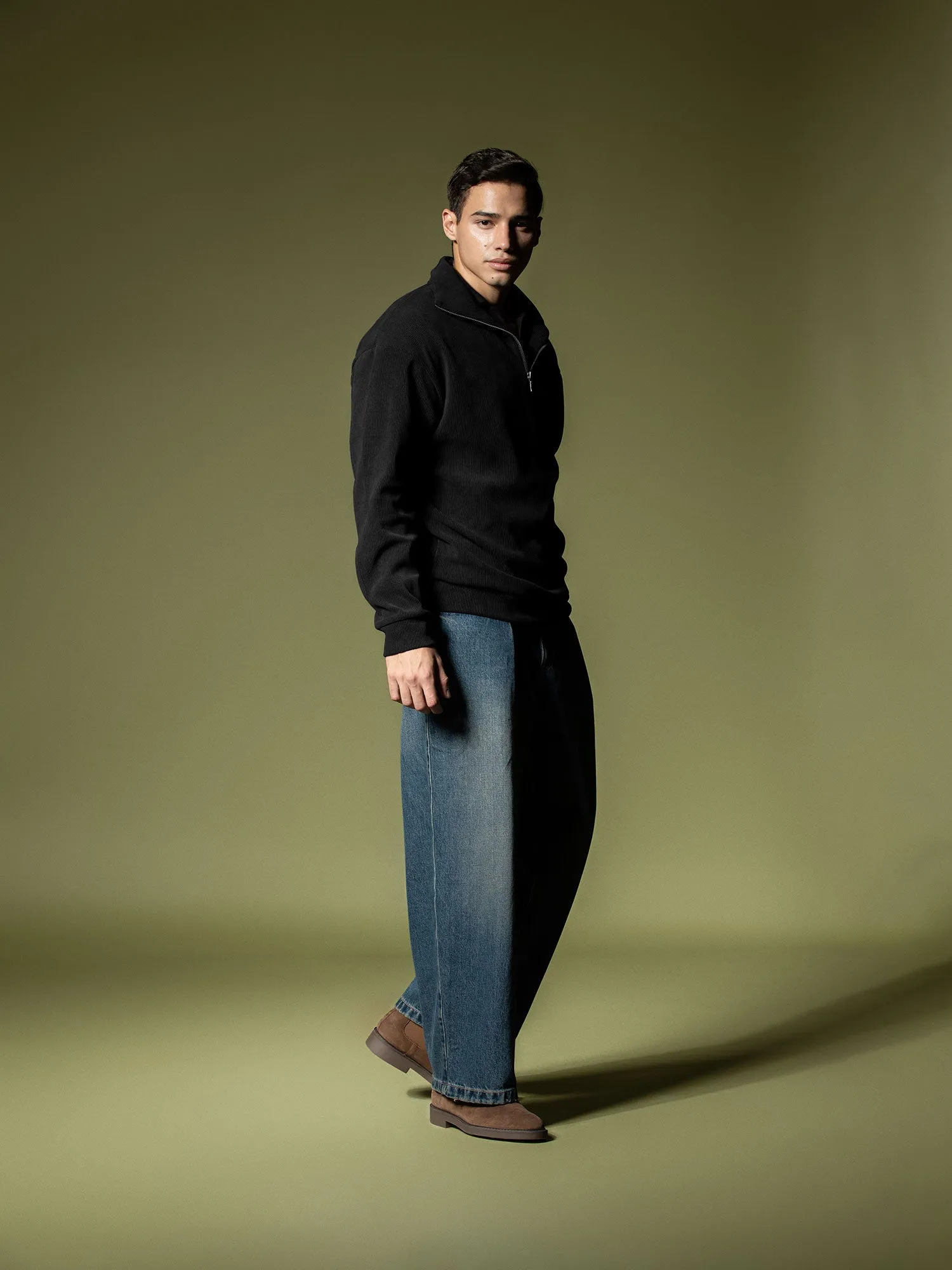Ribbed quarter-zip sweatshirt