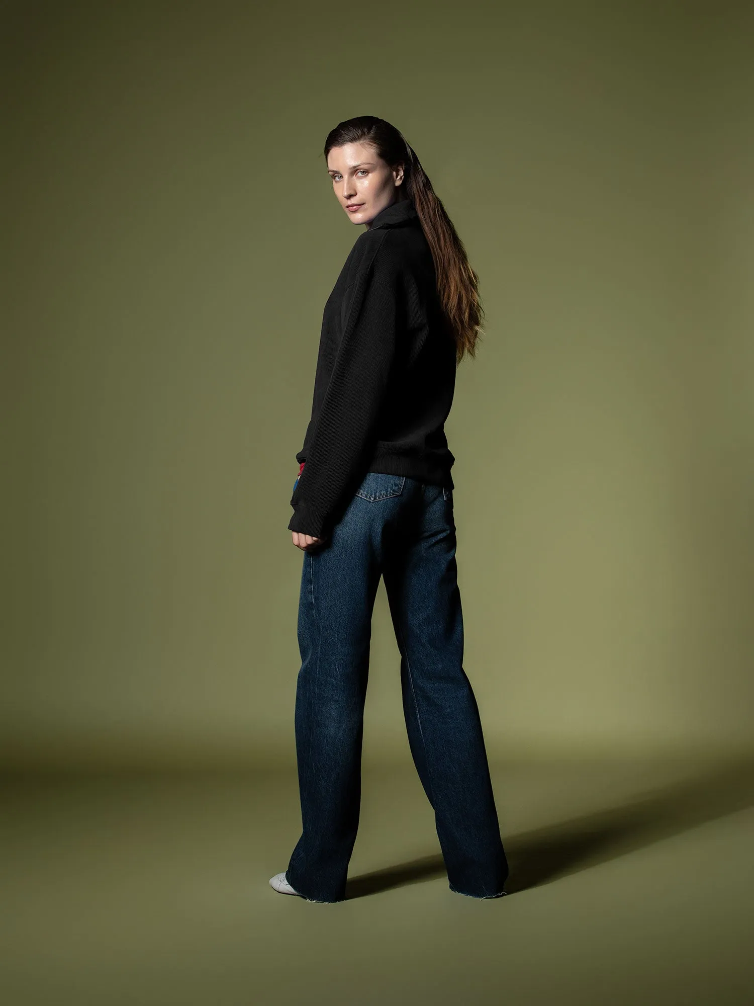 Ribbed quarter-zip sweatshirt
