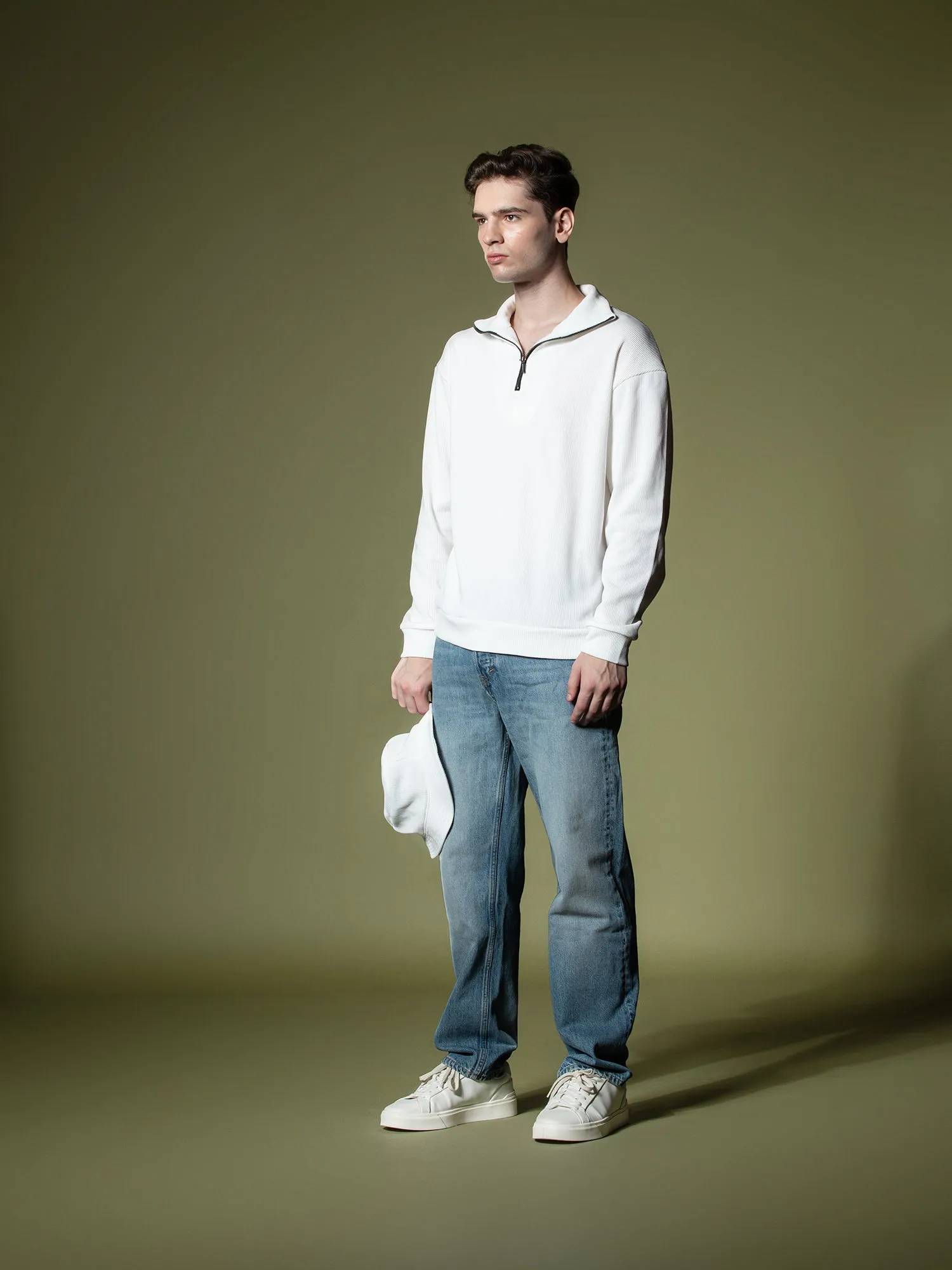 Ribbed quarter-zip sweatshirt