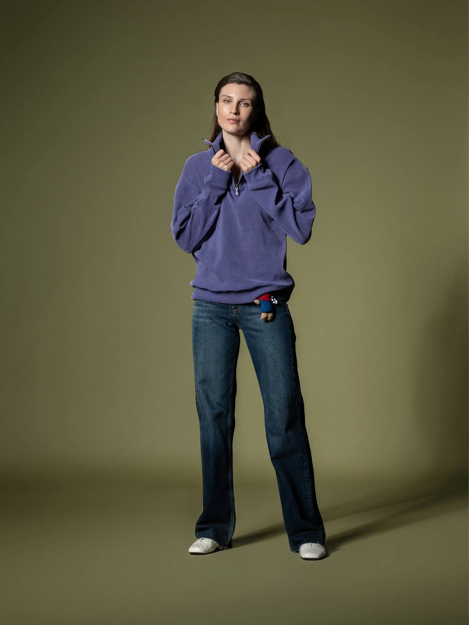 Ribbed quarter-zip sweatshirt