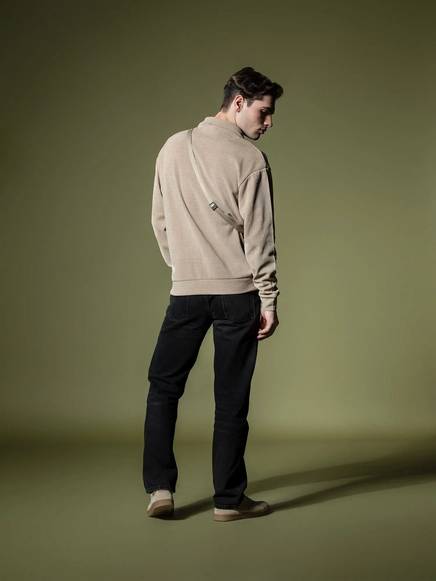 Ribbed quarter-zip sweatshirt