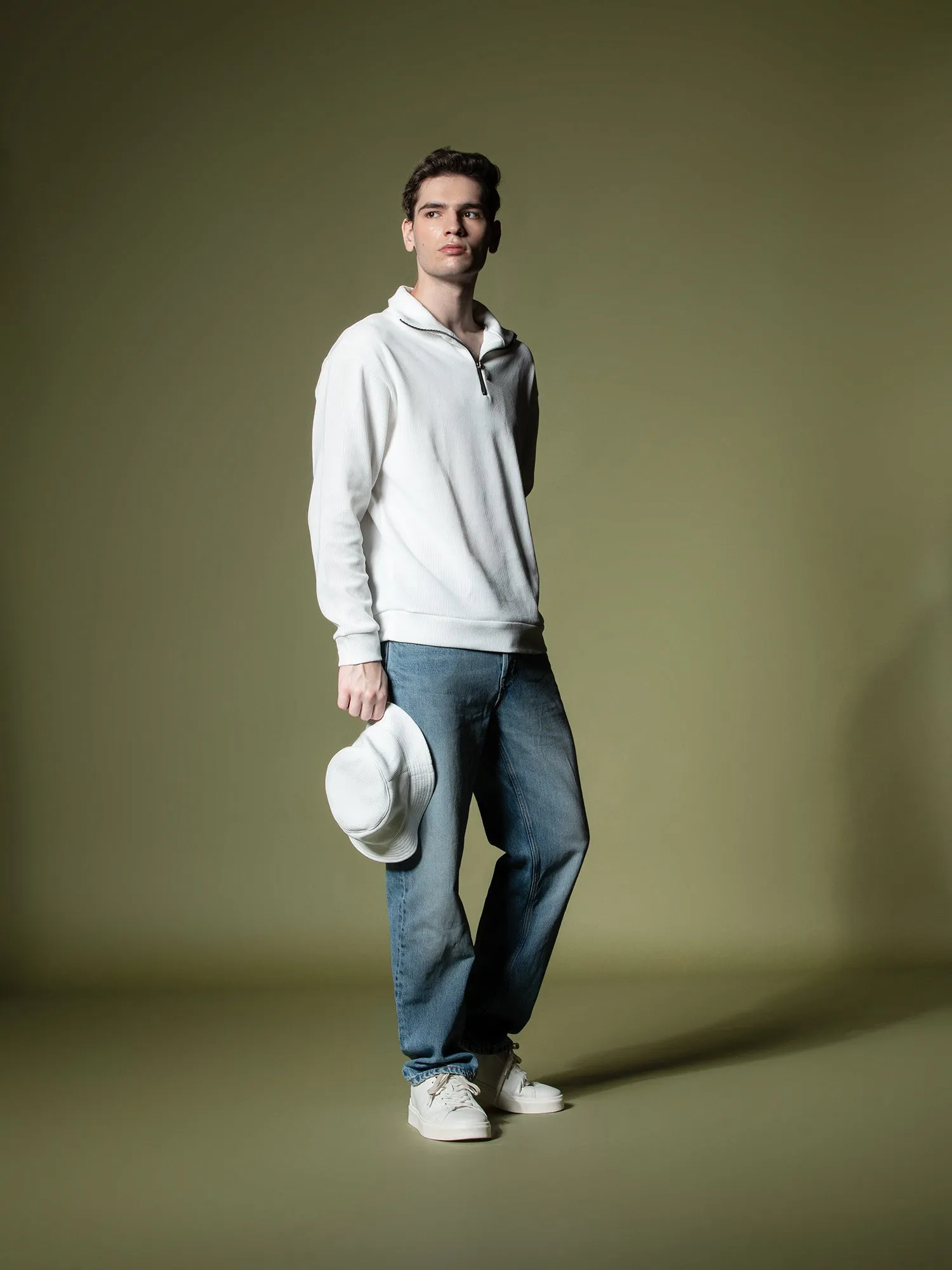 Ribbed quarter-zip sweatshirt