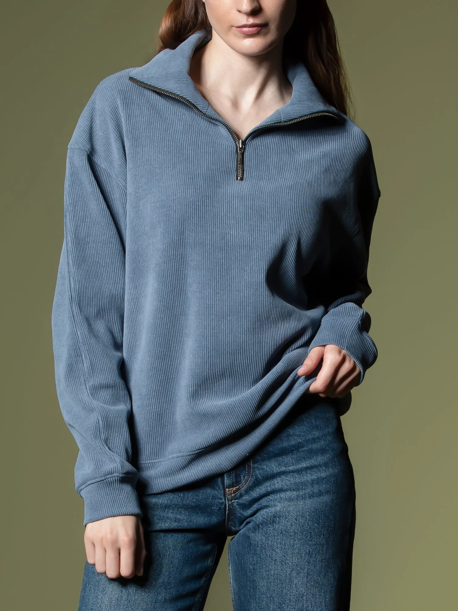 Ribbed quarter-zip sweatshirt
