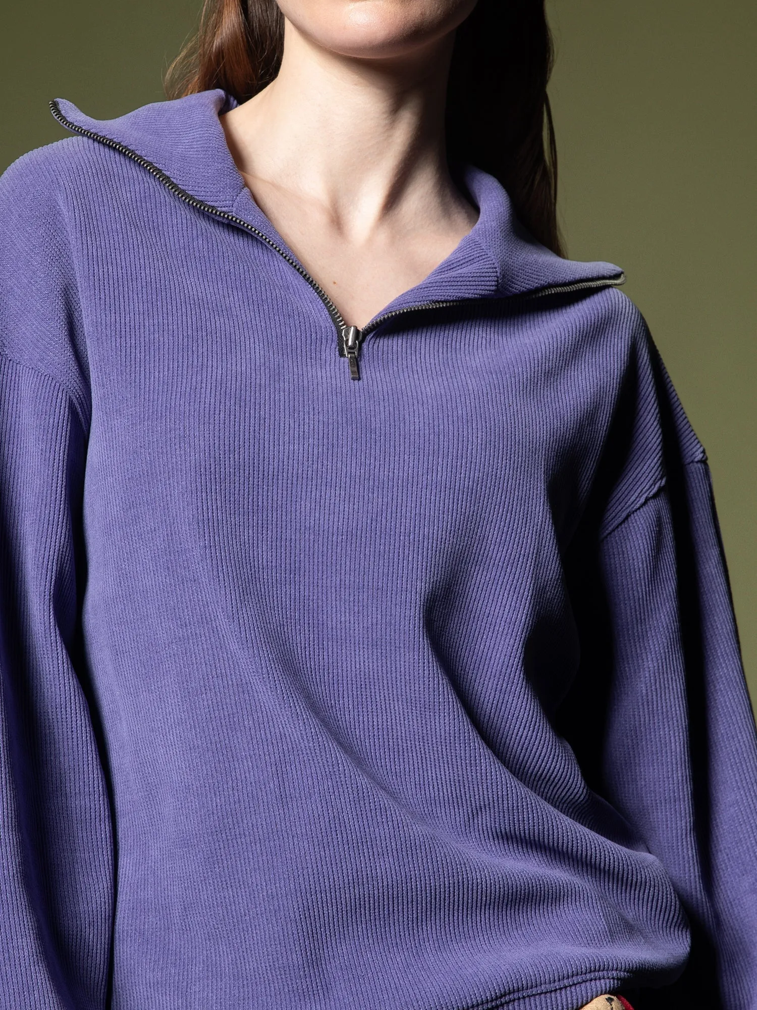 Ribbed quarter-zip sweatshirt