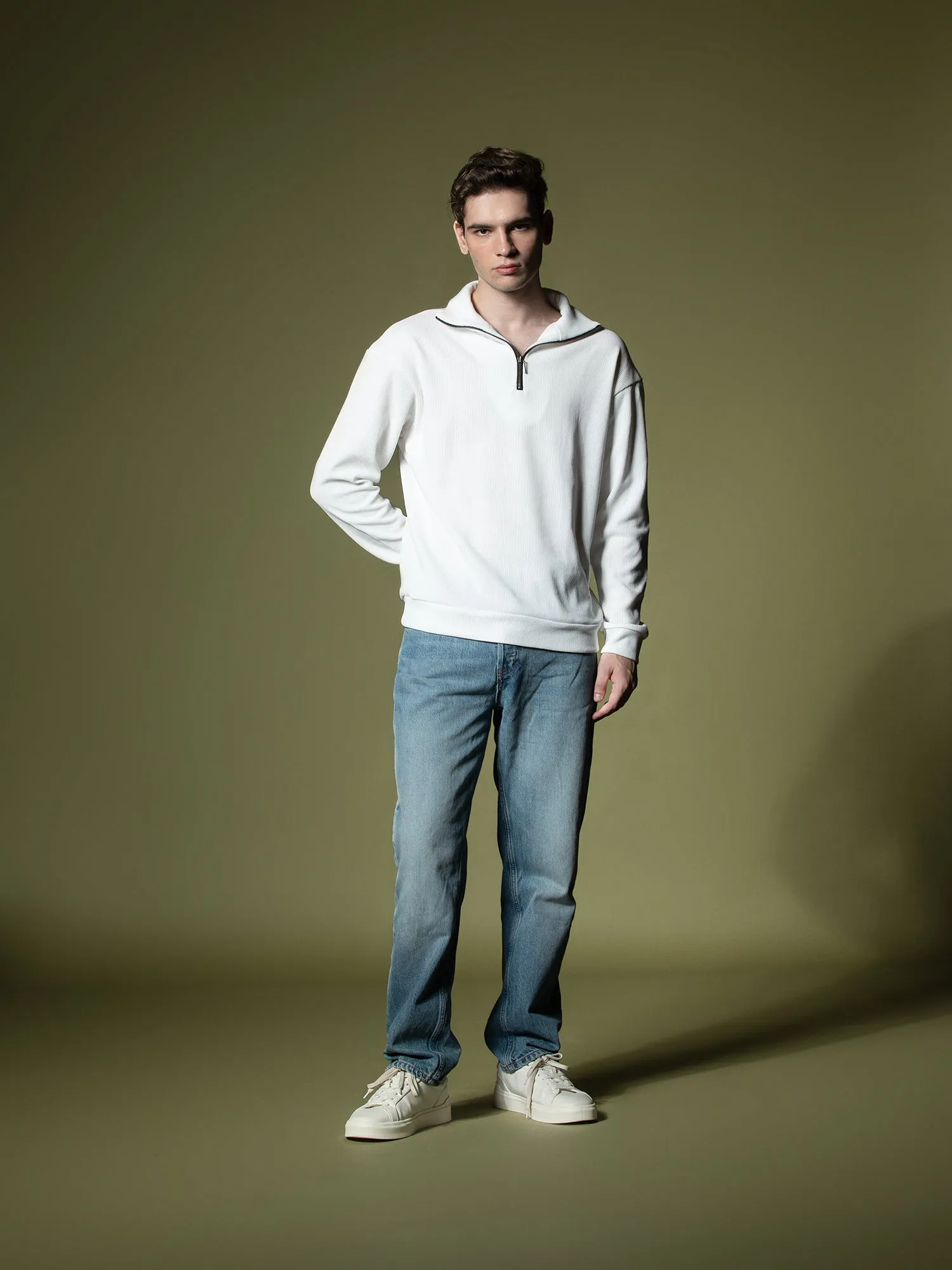 Ribbed quarter-zip sweatshirt