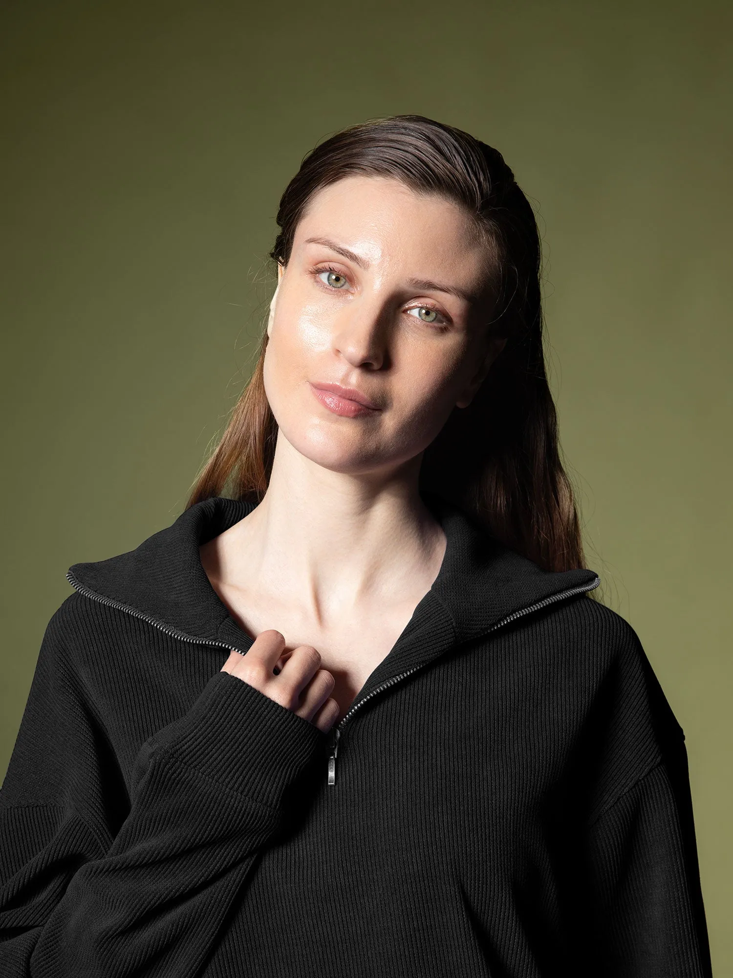 Ribbed quarter-zip sweatshirt