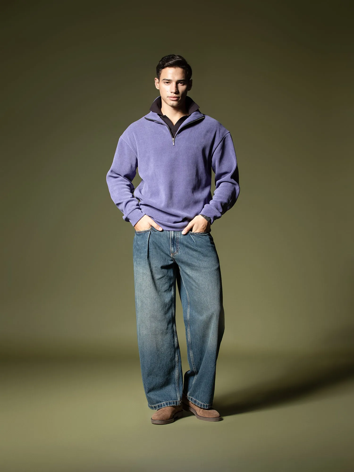 Ribbed quarter-zip sweatshirt