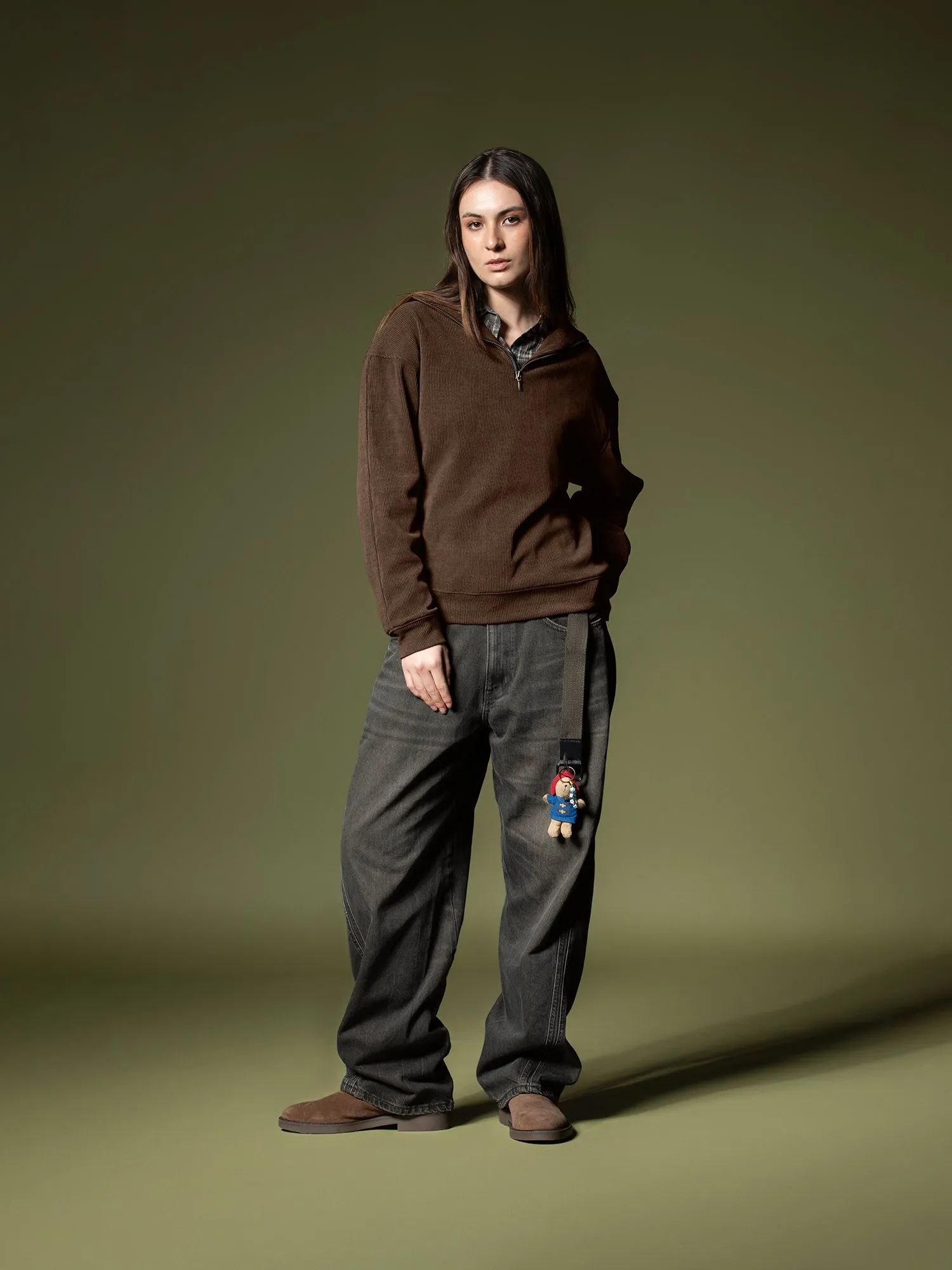 Ribbed quarter-zip sweatshirt