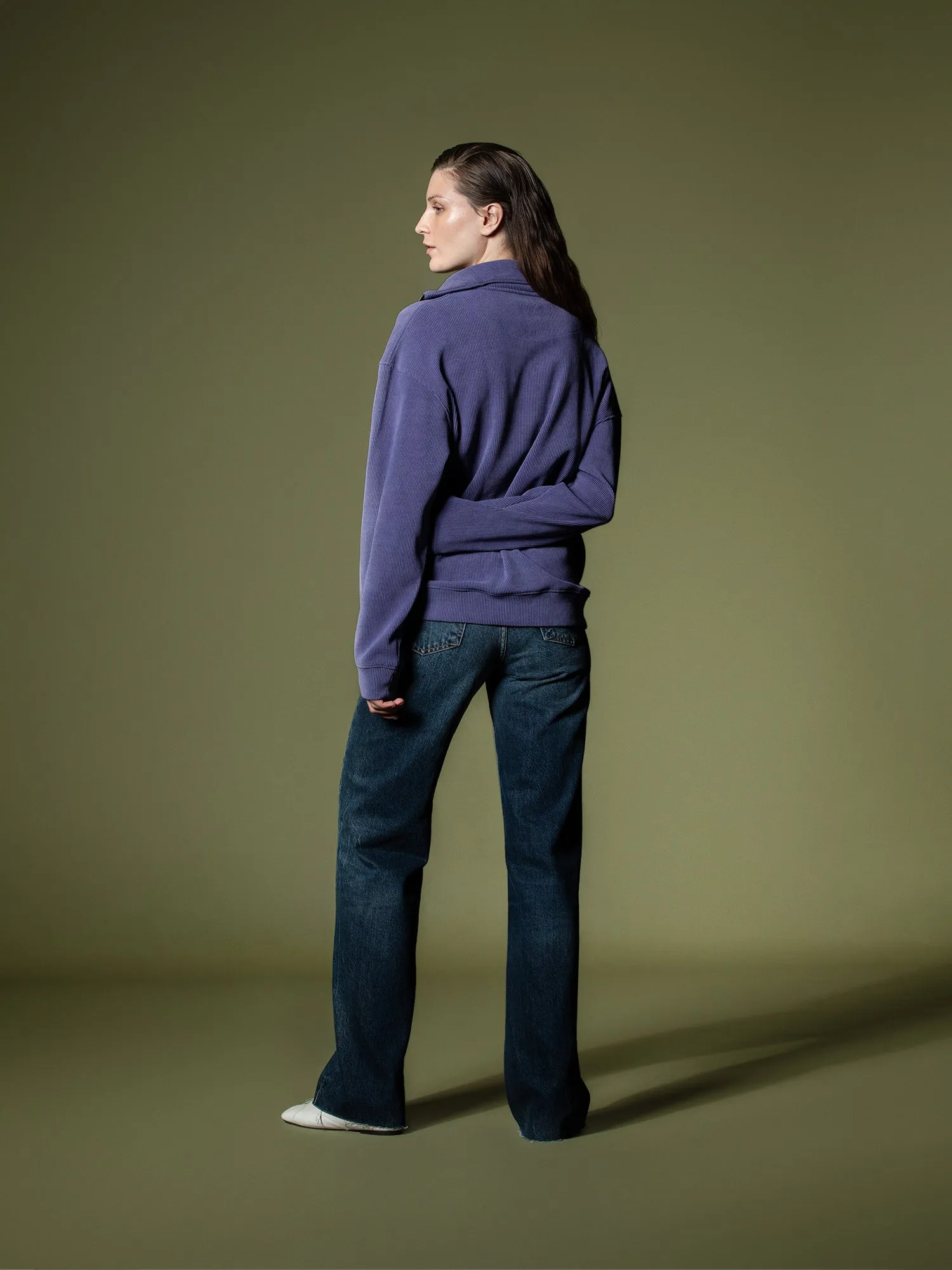 Ribbed quarter-zip sweatshirt