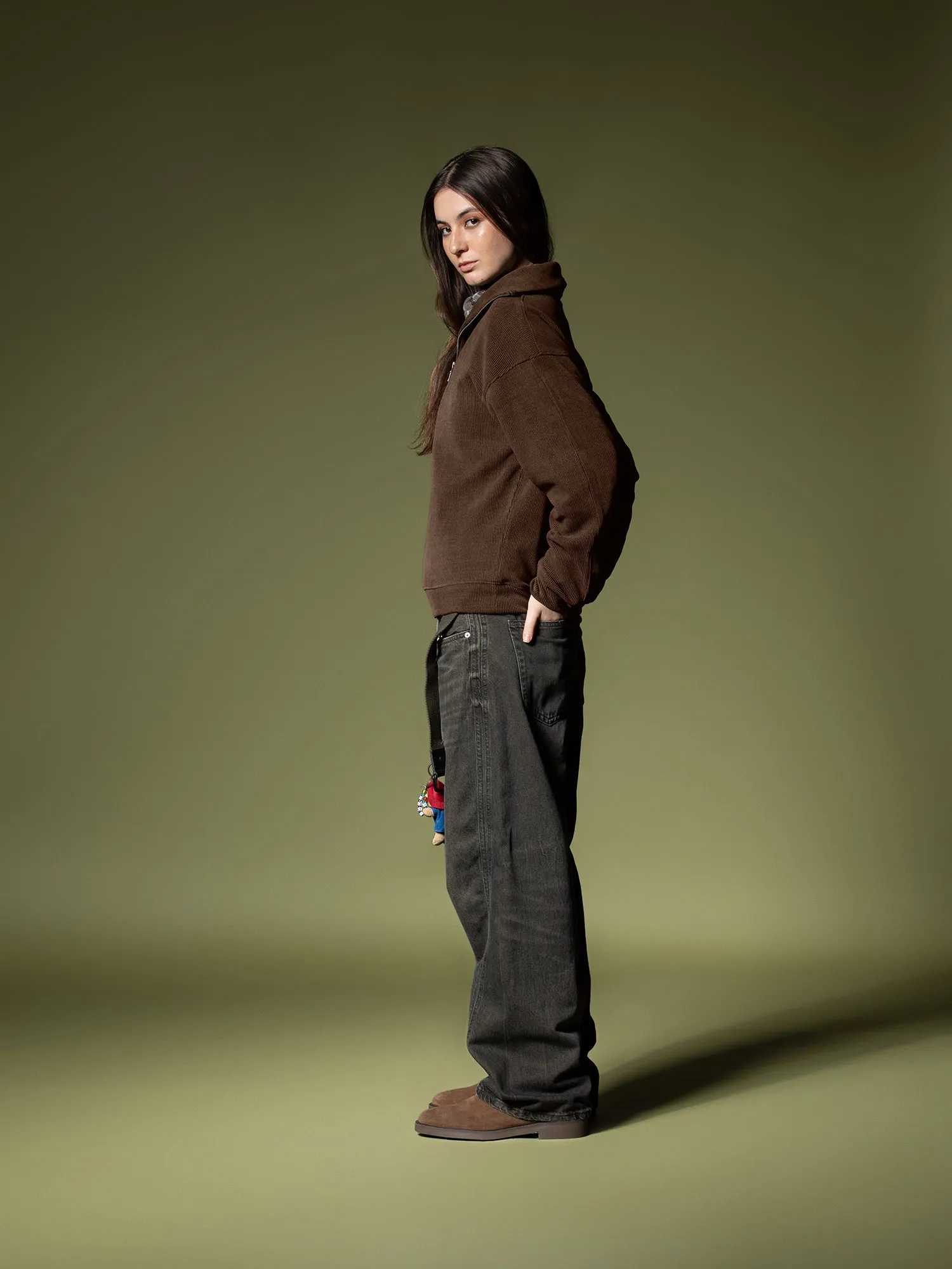 Ribbed quarter-zip sweatshirt