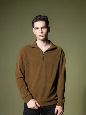 Ribbed quarter-zip sweatshirt