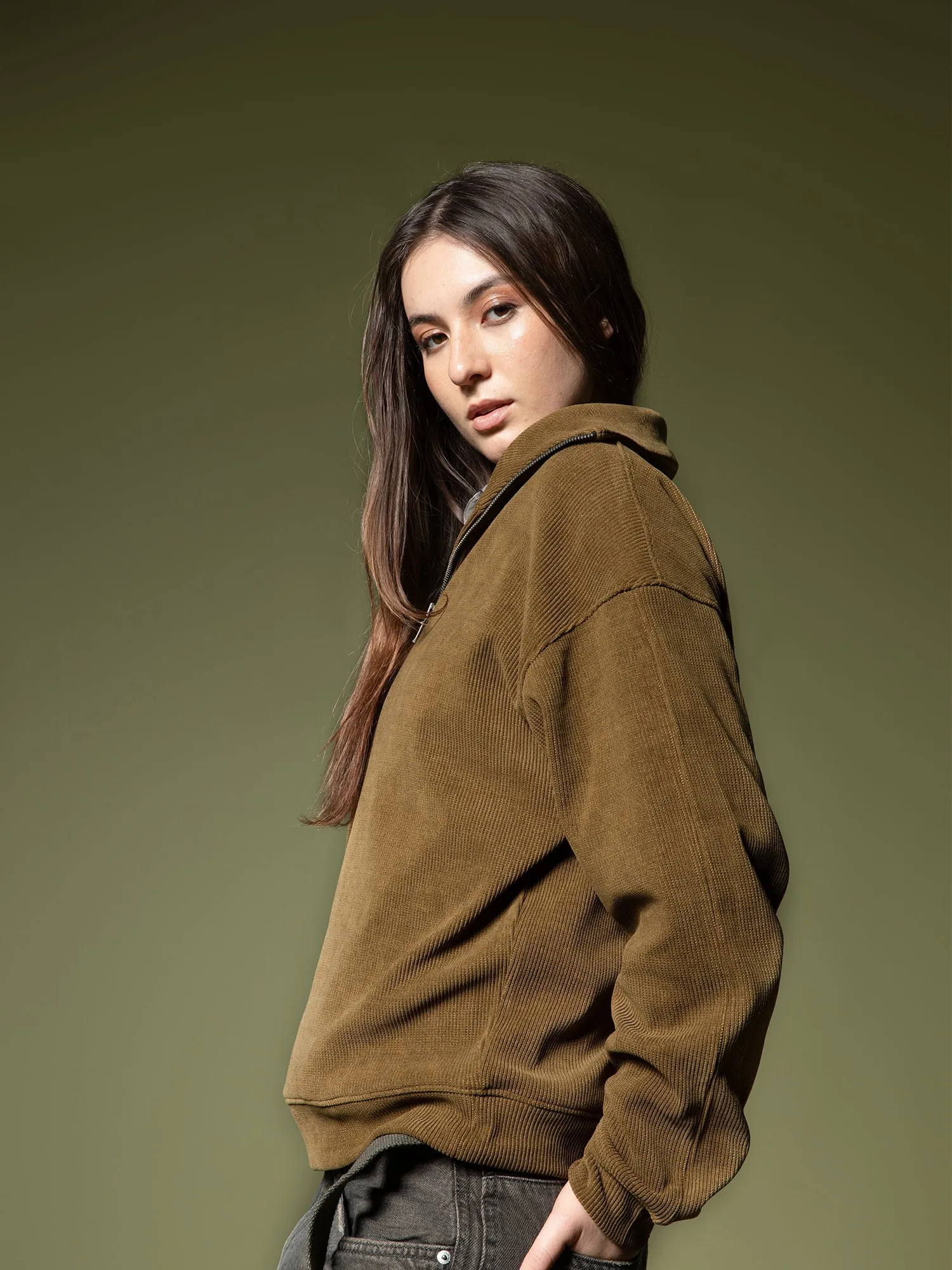 Ribbed quarter-zip sweatshirt