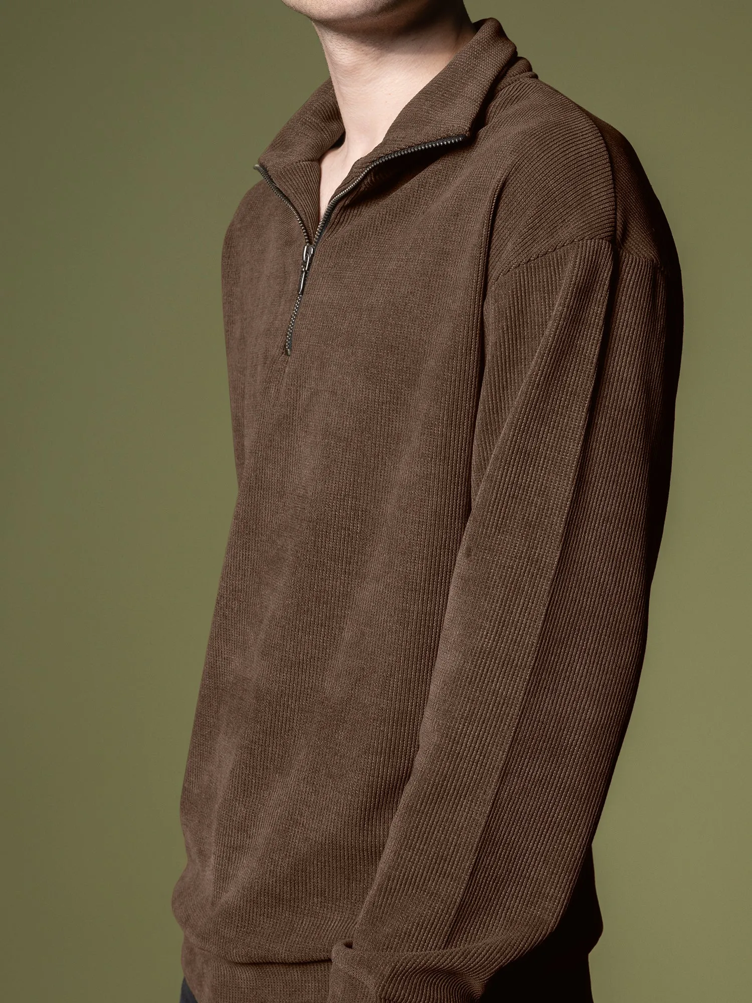 Ribbed quarter-zip sweatshirt