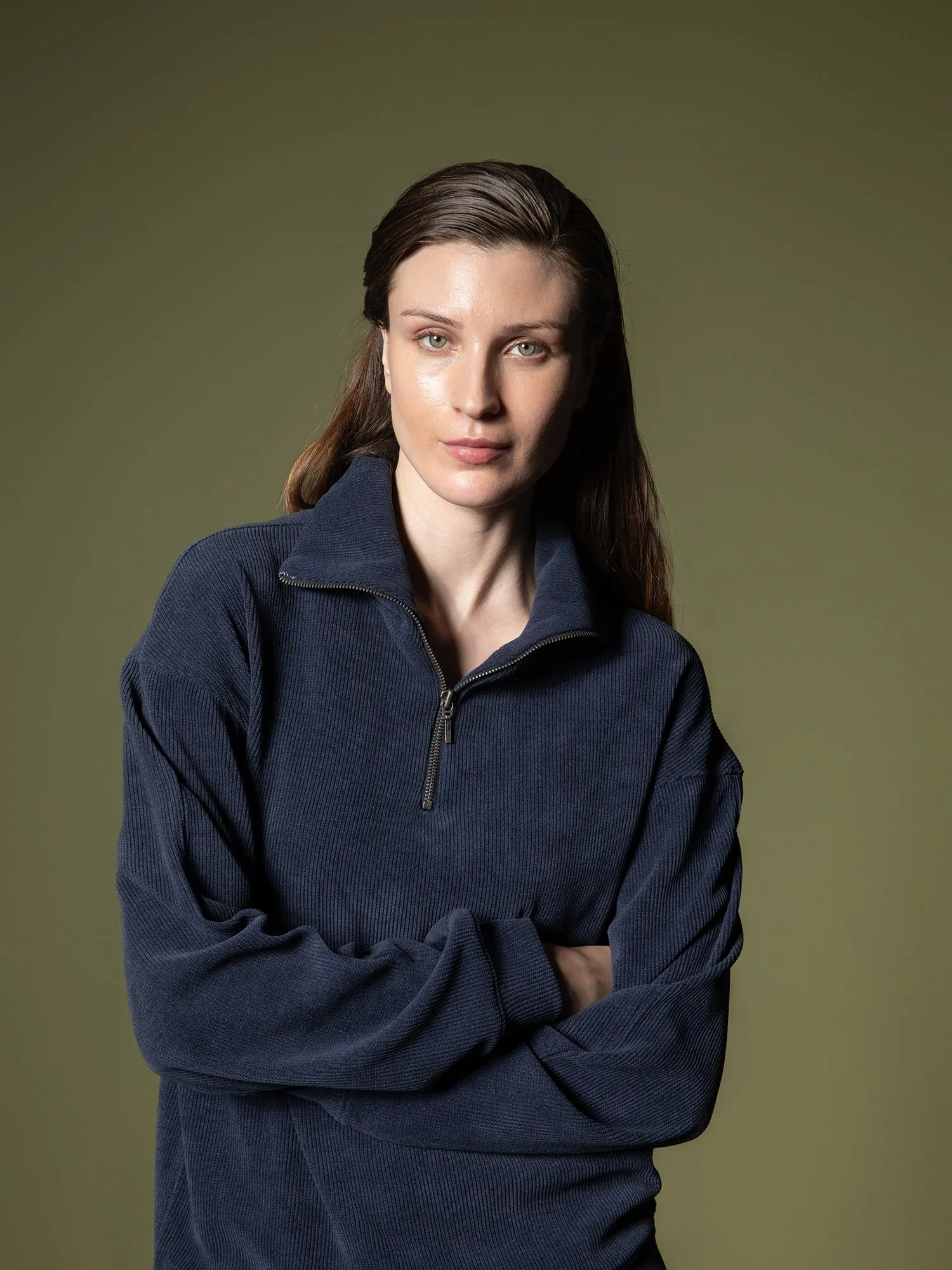 Ribbed quarter-zip sweatshirt