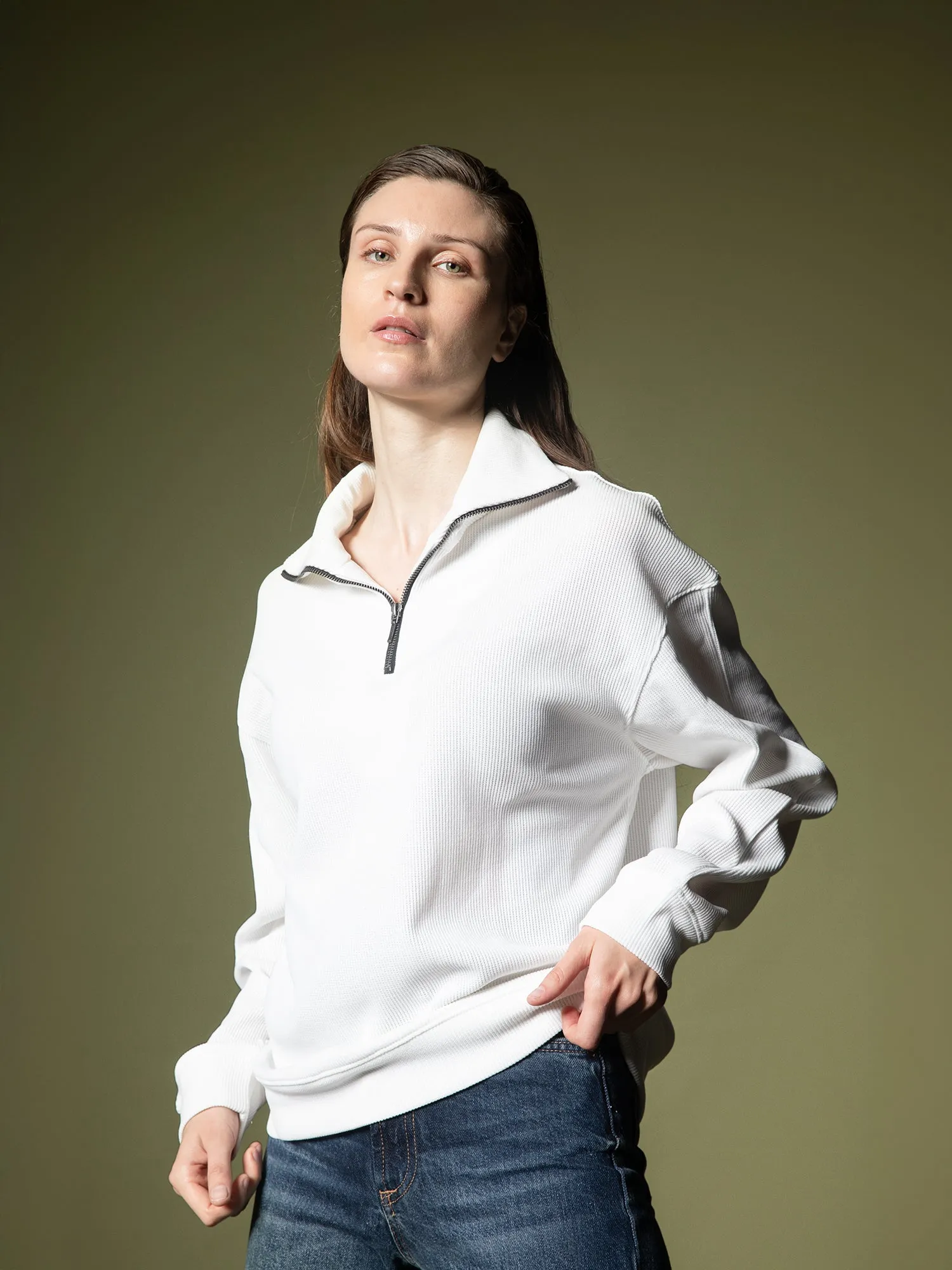 Ribbed quarter-zip sweatshirt
