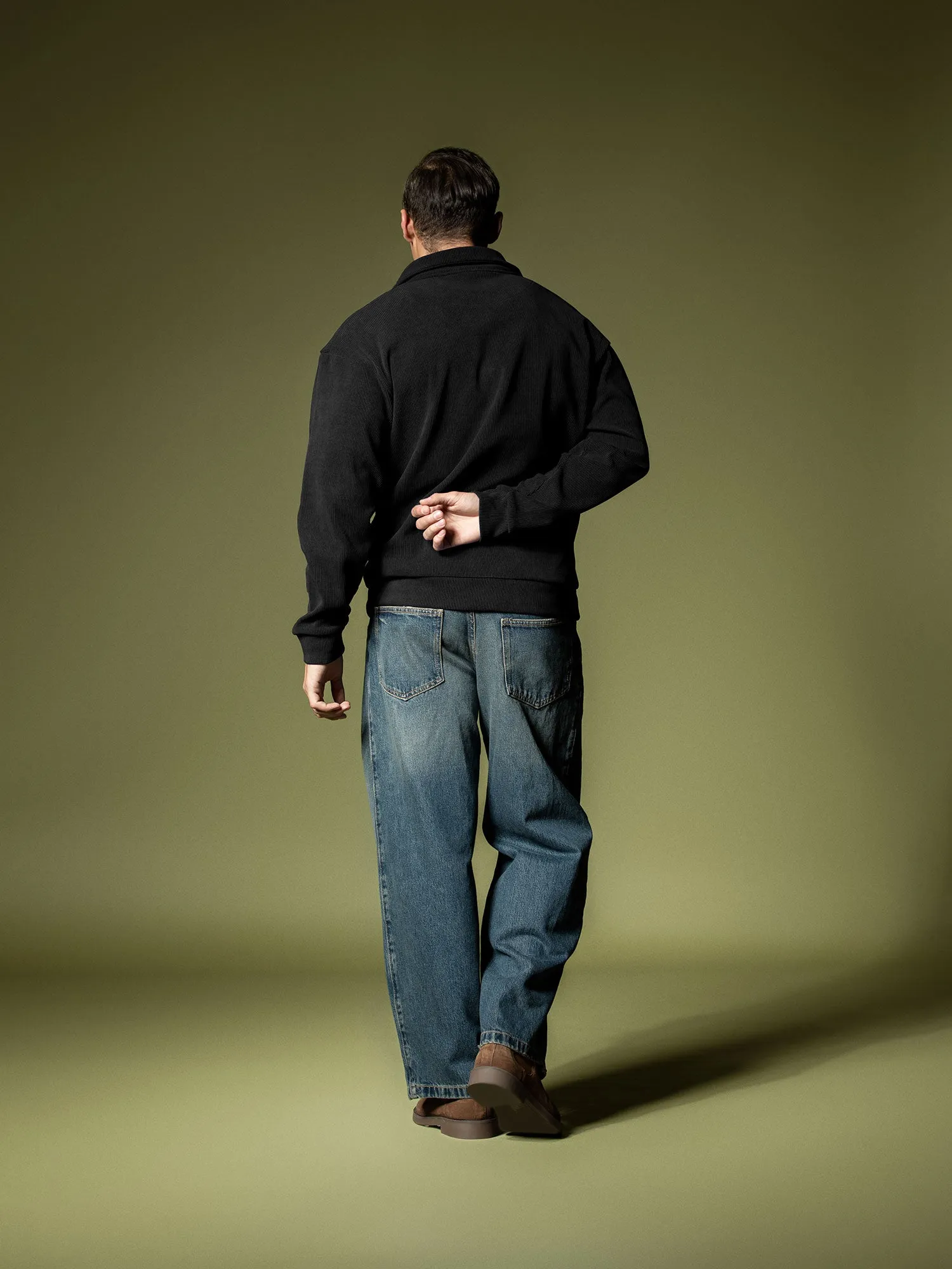 Ribbed quarter-zip sweatshirt