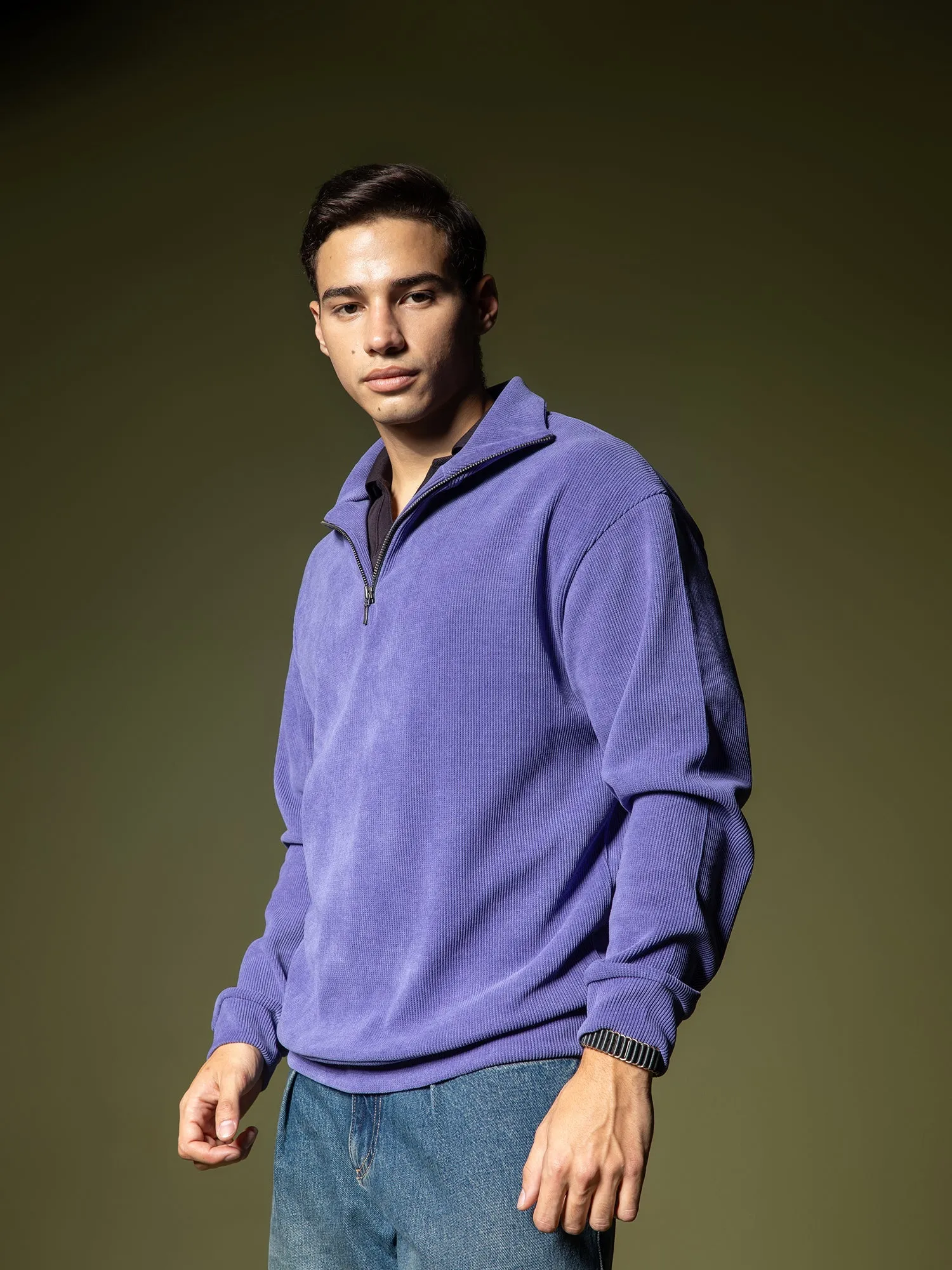 Ribbed quarter-zip sweatshirt