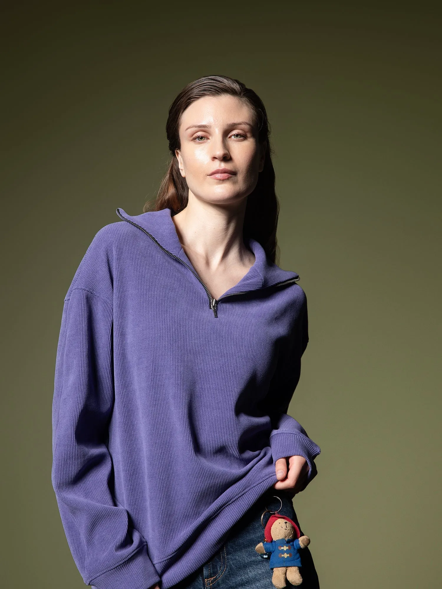 Ribbed quarter-zip sweatshirt