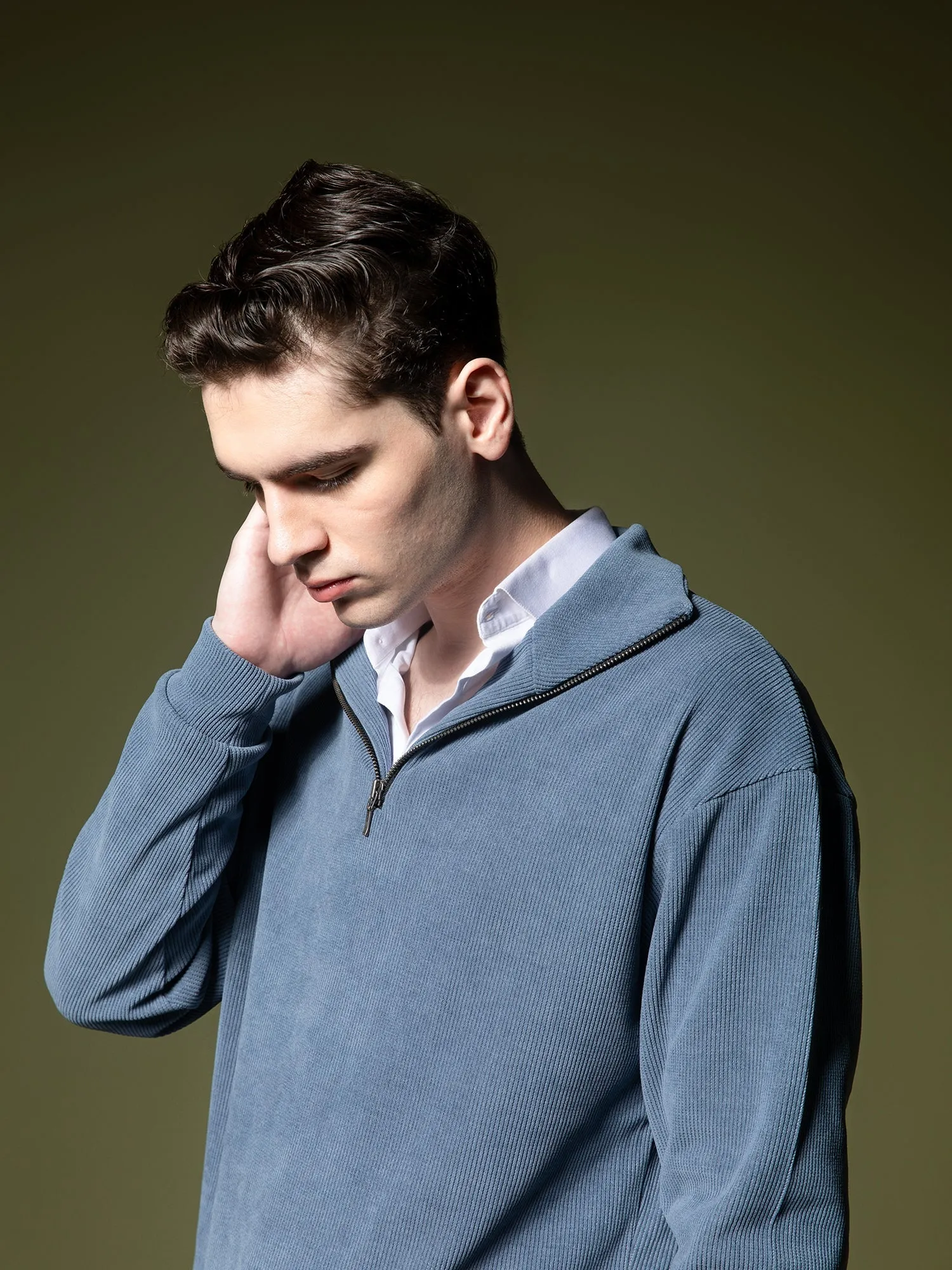 Ribbed quarter-zip sweatshirt