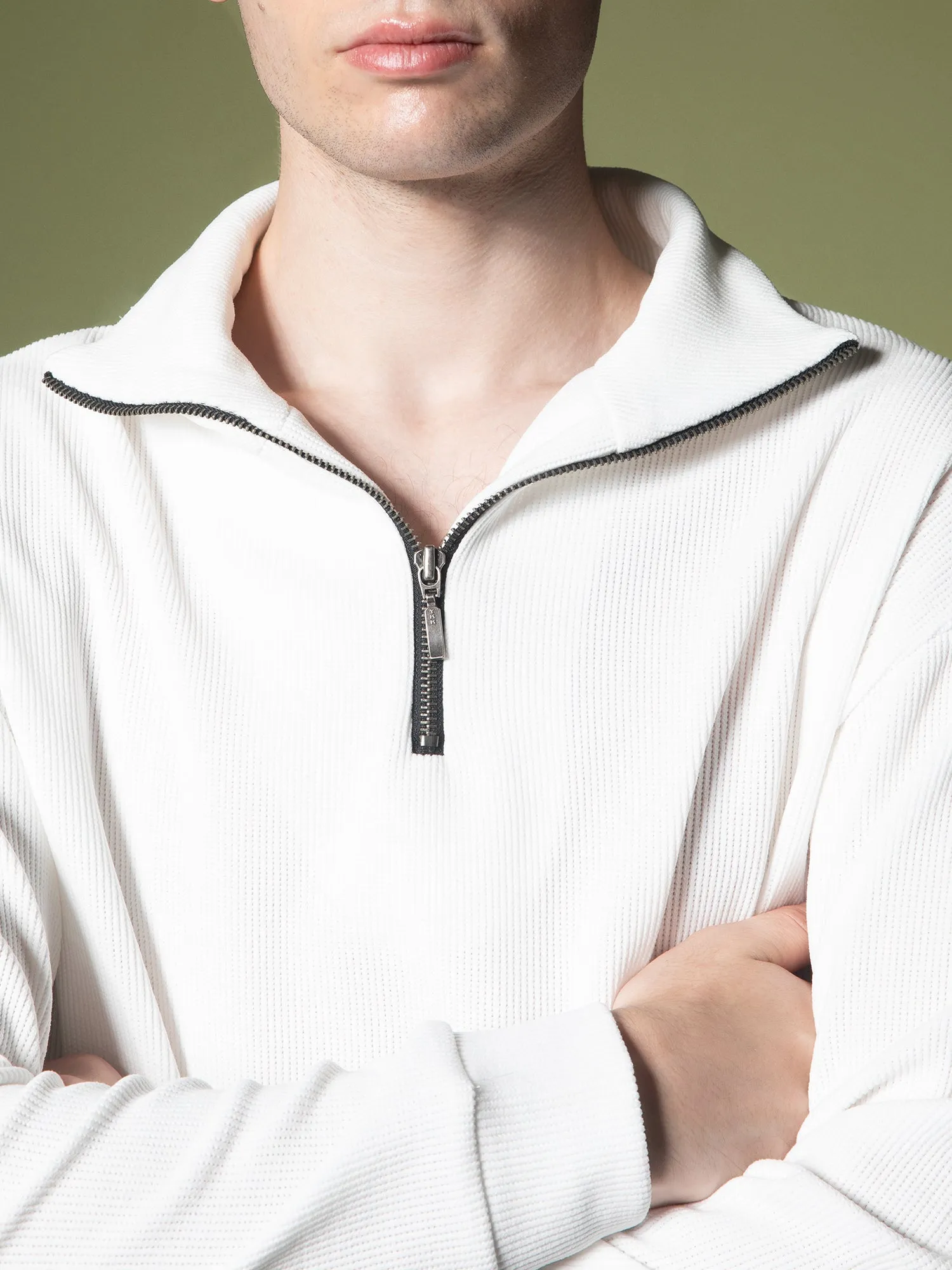 Ribbed quarter-zip sweatshirt