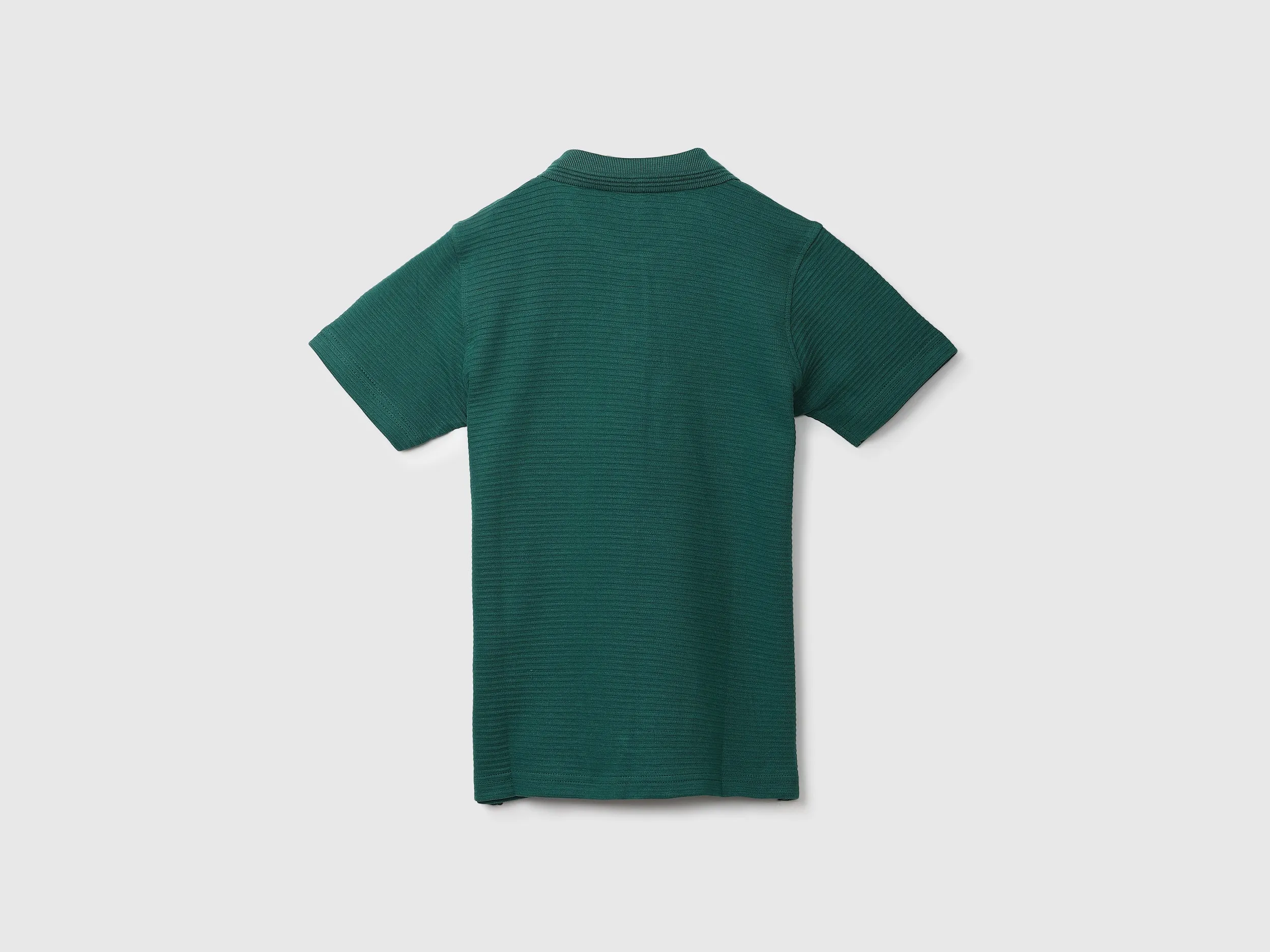 Ribbed Teal Polo T-Shirt