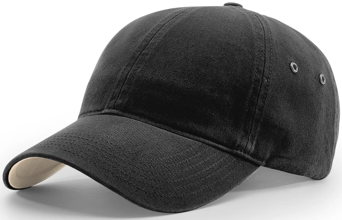 Richardson Washed Chino Polo Cap Black