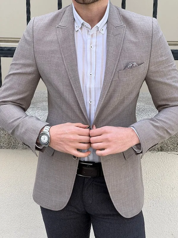 Rockford Beige Slim Fit Peak Lapel Blazer