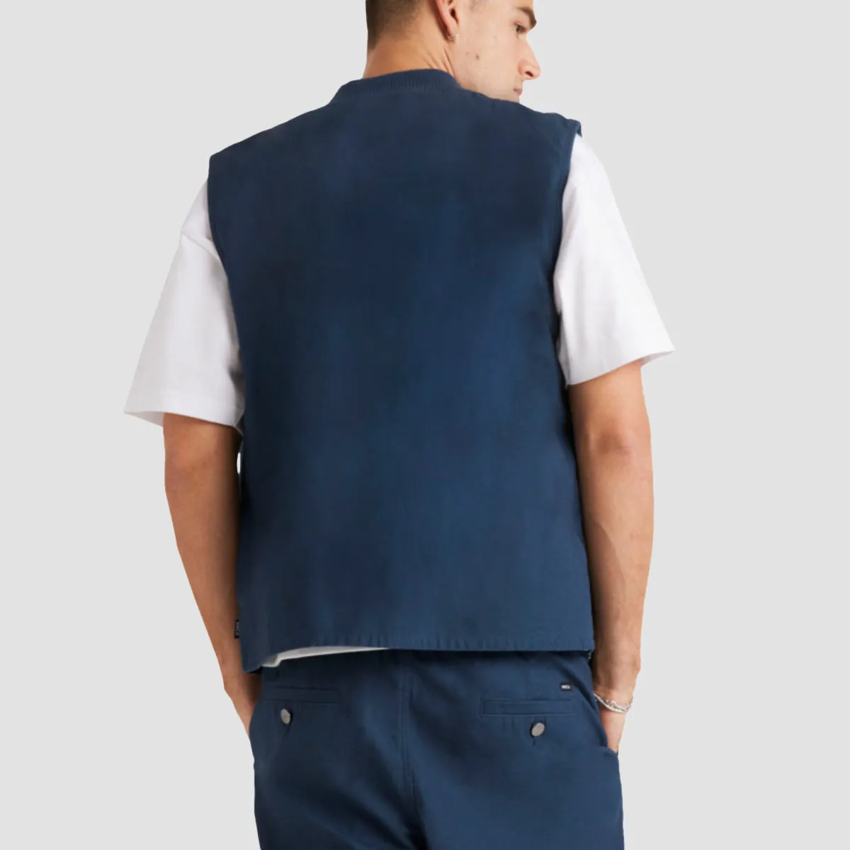 RVCA Varsity Twill Vest Jacket Petrol Blue
