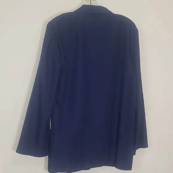 Sag Harbor Blue Blazer Tailored Jacket Hip Length Lightweight Pockets Dressy