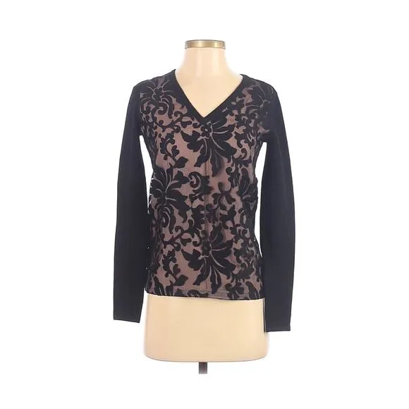Saks Fifth Ave Lace Panel Front Cashmere Sweater