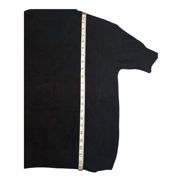 SAKS FIFTH AVENUE 100% Cashmere Mock Neck 3/4 Sleeve Sweater Sz XL Black