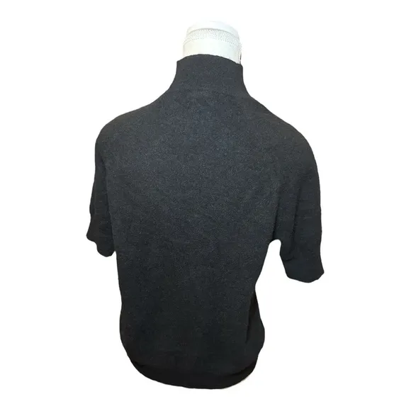 SAKS FIFTH AVENUE 100% Cashmere Mock Neck 3/4 Sleeve Sweater Sz XL Black