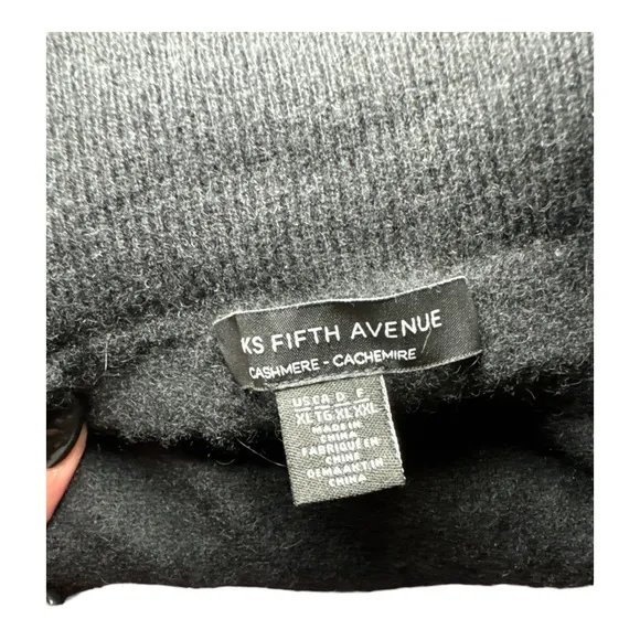 SAKS FIFTH AVENUE 100% Cashmere Mock Neck 3/4 Sleeve Sweater Sz XL Black