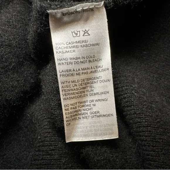 SAKS FIFTH AVENUE 100% Cashmere Mock Neck 3/4 Sleeve Sweater Sz XL Black