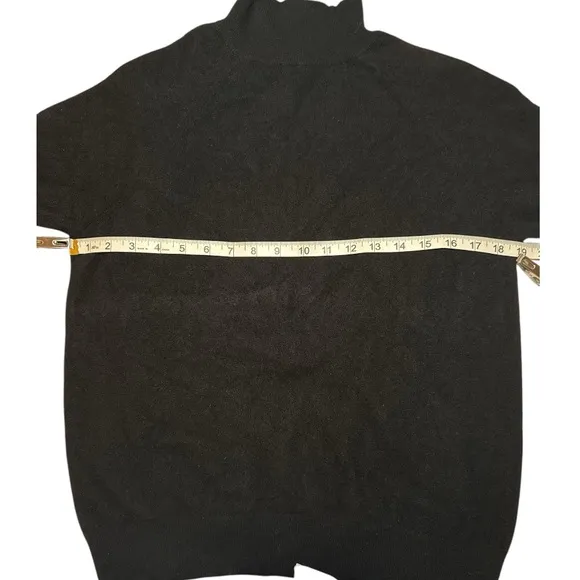 SAKS FIFTH AVENUE 100% Cashmere Mock Neck 3/4 Sleeve Sweater Sz XL Black