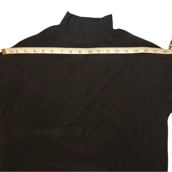 SAKS FIFTH AVENUE 100% Cashmere Mock Neck 3/4 Sleeve Sweater Sz XL Black