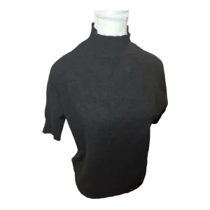 SAKS FIFTH AVENUE 100% Cashmere Mock Neck 3/4 Sleeve Sweater Sz XL Black