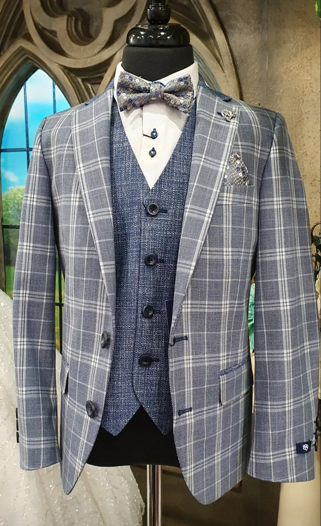 SALE 1880 Club Boys Blue Check Blazer:- 102 15124 24 Age 5, 6, 7, 11 & 12