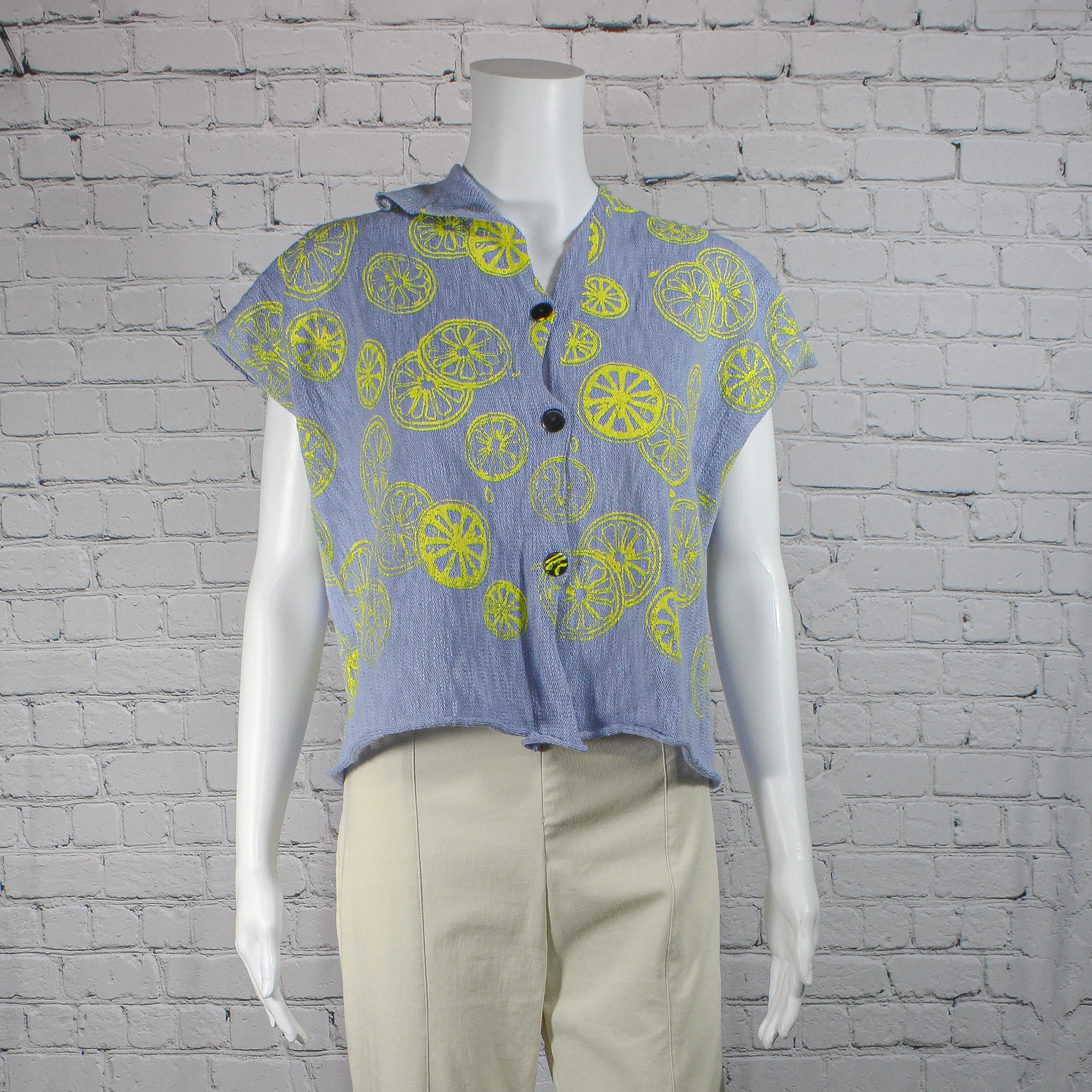 SALE! V-Cardy Vest in Capri-Citrus by Paper Temples
