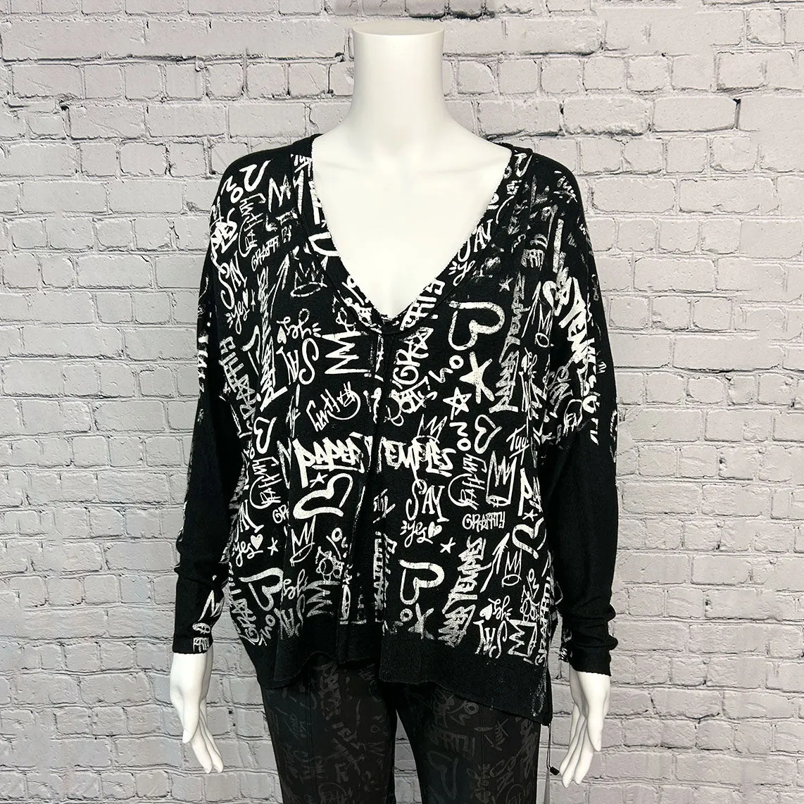SALE! Vanya Top in Black Graffiti by Paper Temples