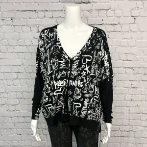 SALE! Vanya Top in Black Graffiti by Paper Temples
