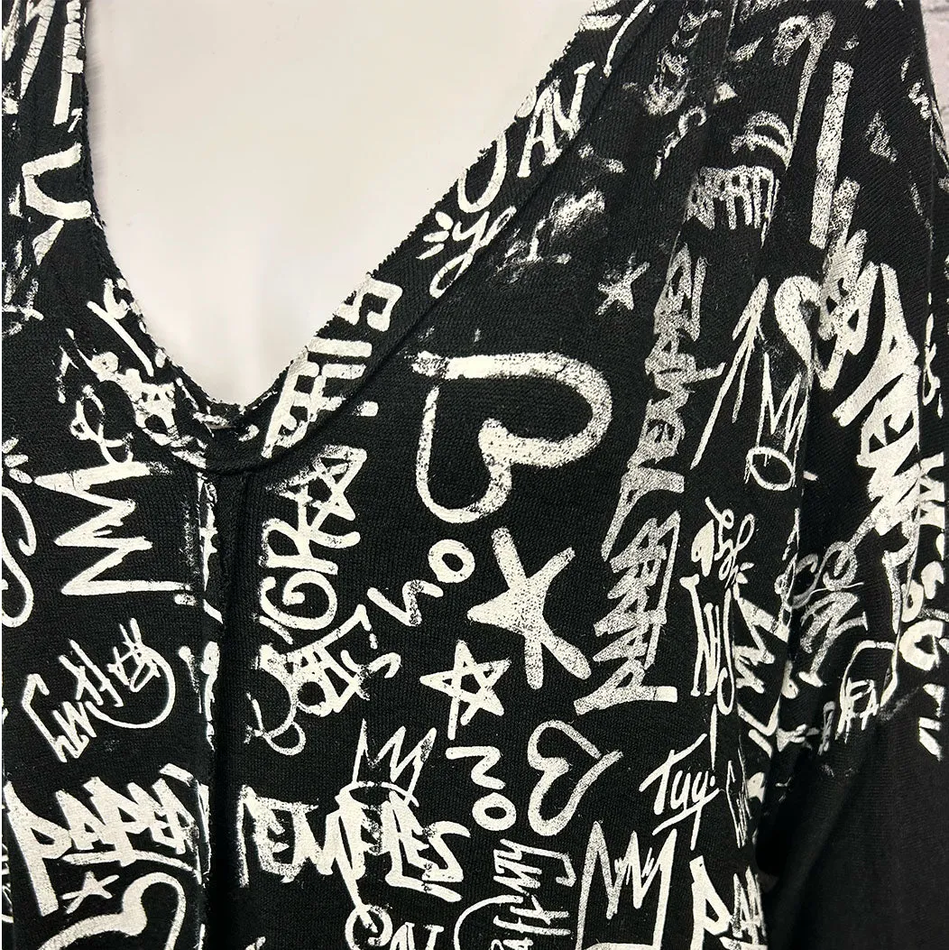 SALE! Vanya Top in Black Graffiti by Paper Temples