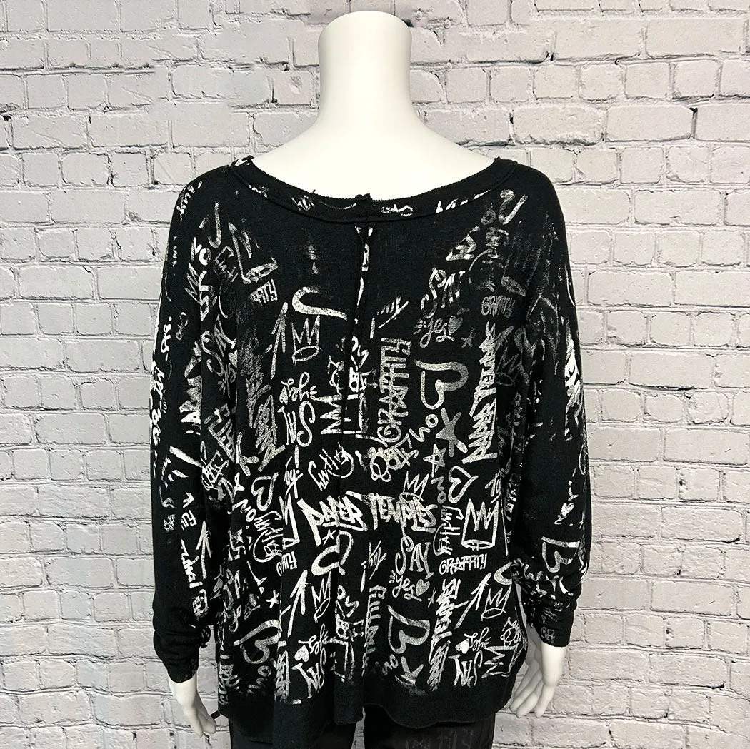 SALE! Vanya Top in Black Graffiti by Paper Temples