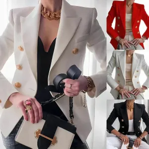 Savira | Womens Double Breasted Blazer Smart Tailored Military Style Jacket