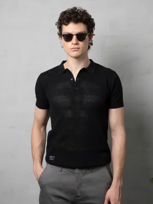 Semi-sheer Black polo T-Shirt